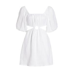 Faithfull The Brand 'Almero' White Cut-Out Linen Mini Dress Size M